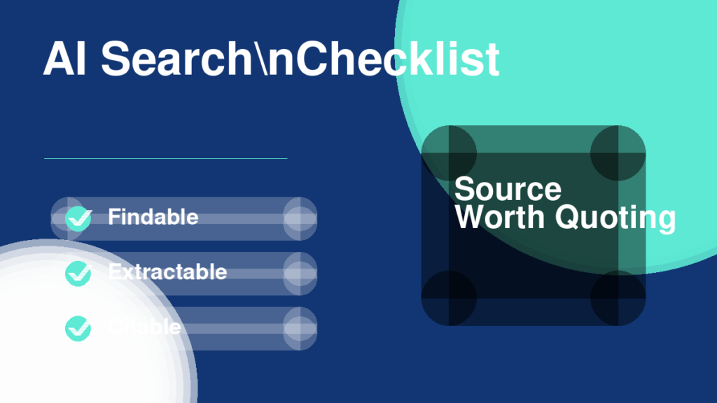 AI search optimization checklist with large checklist marks for citable content