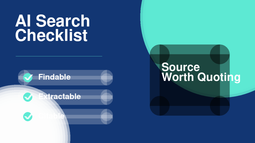 AI search optimization checklist with large checklist marks for citable content